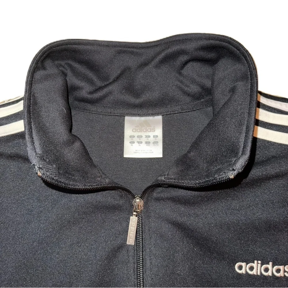 Vintage Adidas XL Track Jacket Black White Essential 3-Stripe Men Y2K